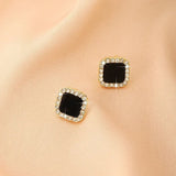 UNI-10316 - Black Square Sparkle - Earring
