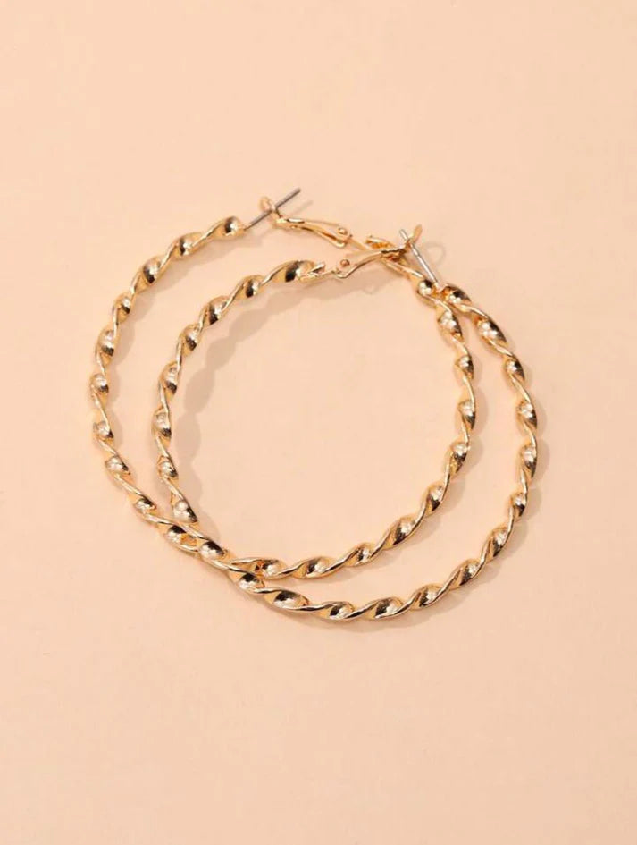 UNI-10092 - Twisted Hoop Gold - Earring