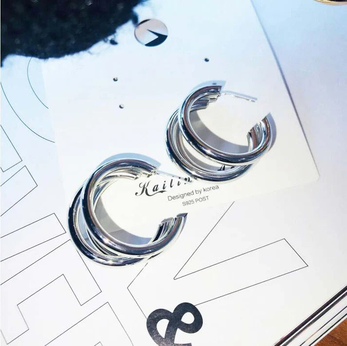 UNI-10081 - Gold & Silver Hoop - Earring
