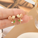 UNI-10320 - Pink Flower Rose - Earring